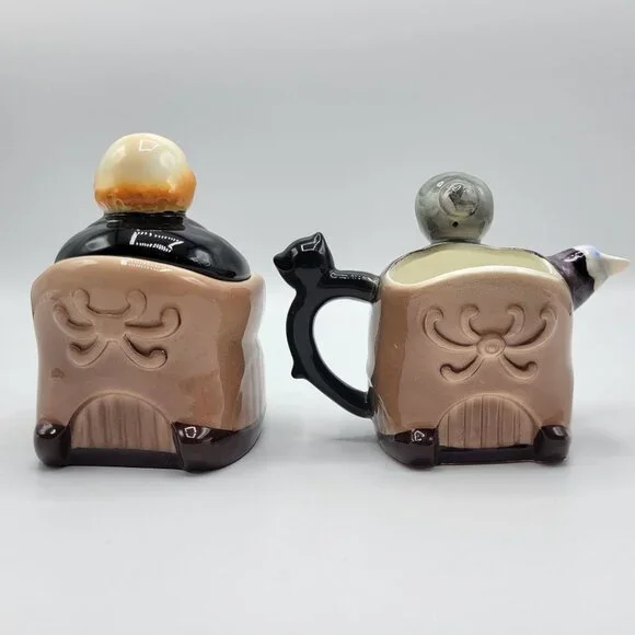 Vintage Hand Painted Japan Grandparents Creamer & Sugar Bowl Set - Picture 12 of 15